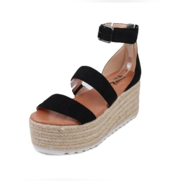 Black Espadrilles Platform Wedges - Picture 5 of 10